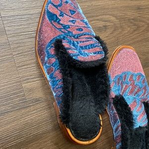 Free People Fabric Mule With Wooden Soles